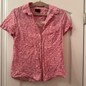 J. Crew Pink Short Sleeve Button Down Shirt